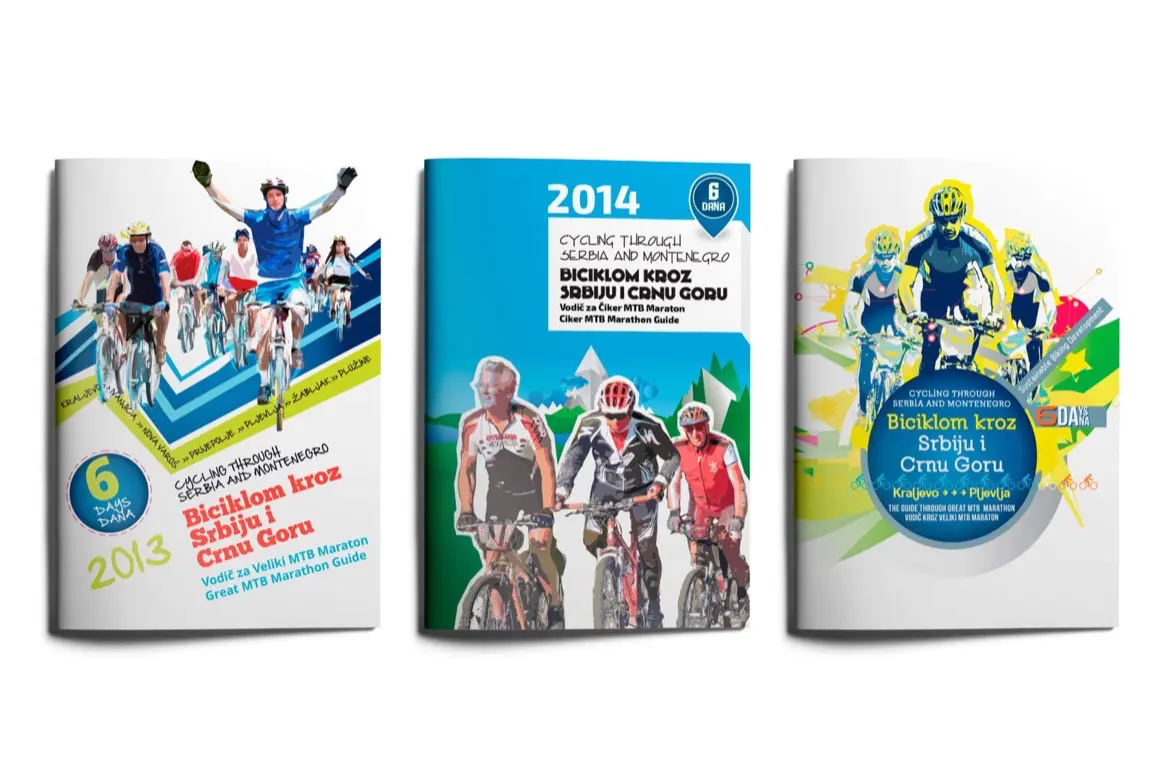 Biking brochure with tracks and maps design