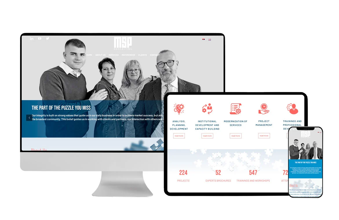 Consulting company website design, branding and visual identity