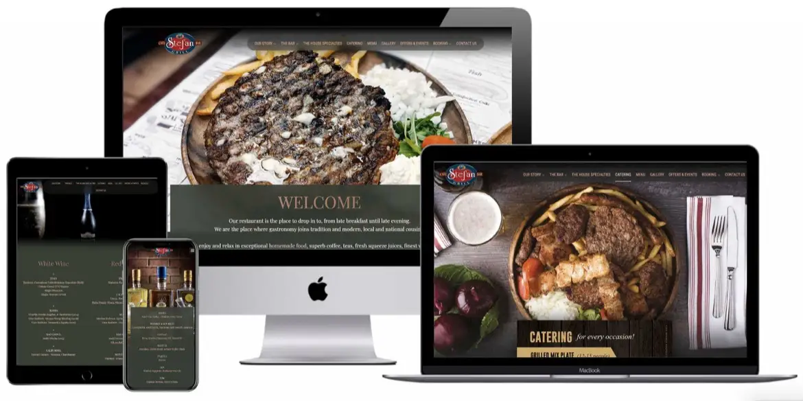 Restaurant website design desktop mobile and tablet version